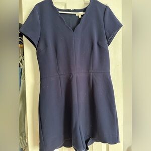 Scalloped navy romper